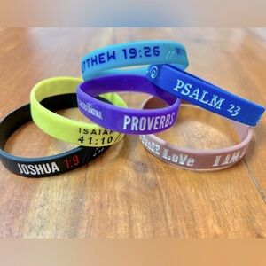 Set of 6- Biblical Scriptures Silicone Wristbands (Unisex)